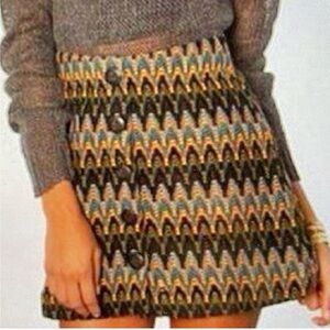 Free People Open Knit Boho Chevron Mini Skirt